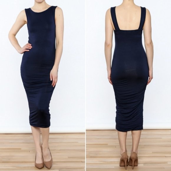 bishop + young Dresses & Skirts - BISHOP & YOUNG MIA Navy Blue Fitted Midi Dress  L
